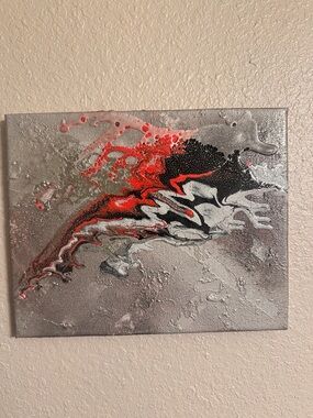 Crimson Fracture
Original 8x10 Mixed Media Fluid Pour Abstract Painting Art